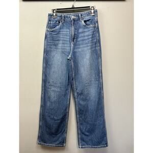 H&M Wide Leg Hi Waist Jeans‎ Girls 20 Womens 2 Blue Denim Hippie Festival
